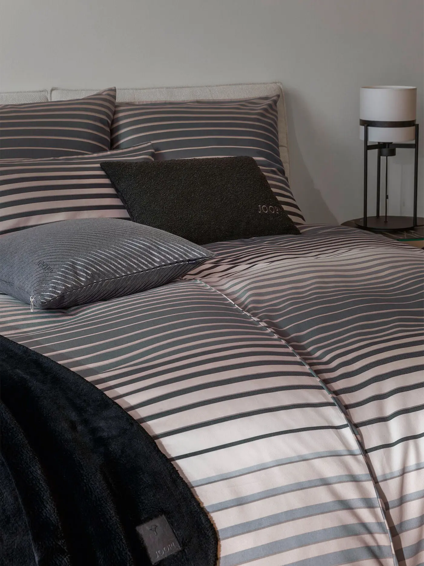 JOOP | Satin Bettwäsche SHUTTER 2x70x90cm/200x200cm Ocean | grau